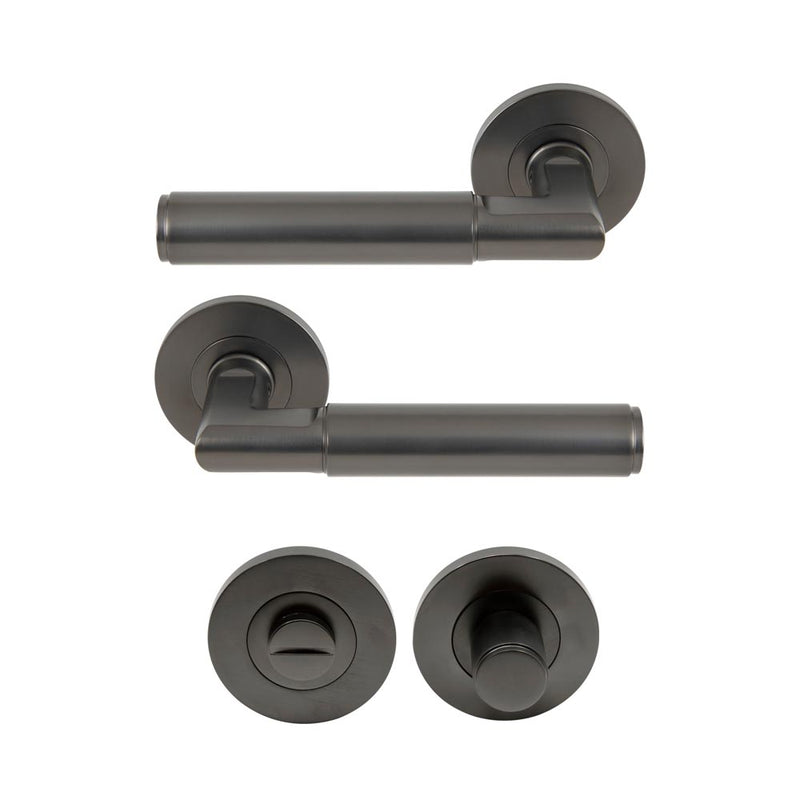 Lumina Plain Lever Round Rose Privacy Set Graphite Nickel