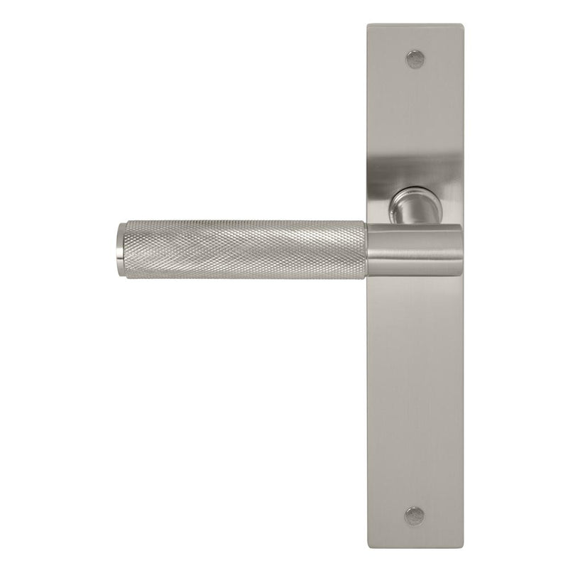 Verge Diamond Knurled Lever Longplate Passage Set Brushed Nickel