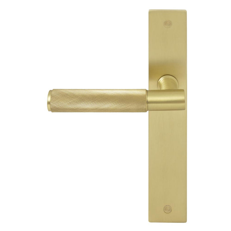Verge Diamond Knurled Lever Longplate Passage Set Matt Satin Brass