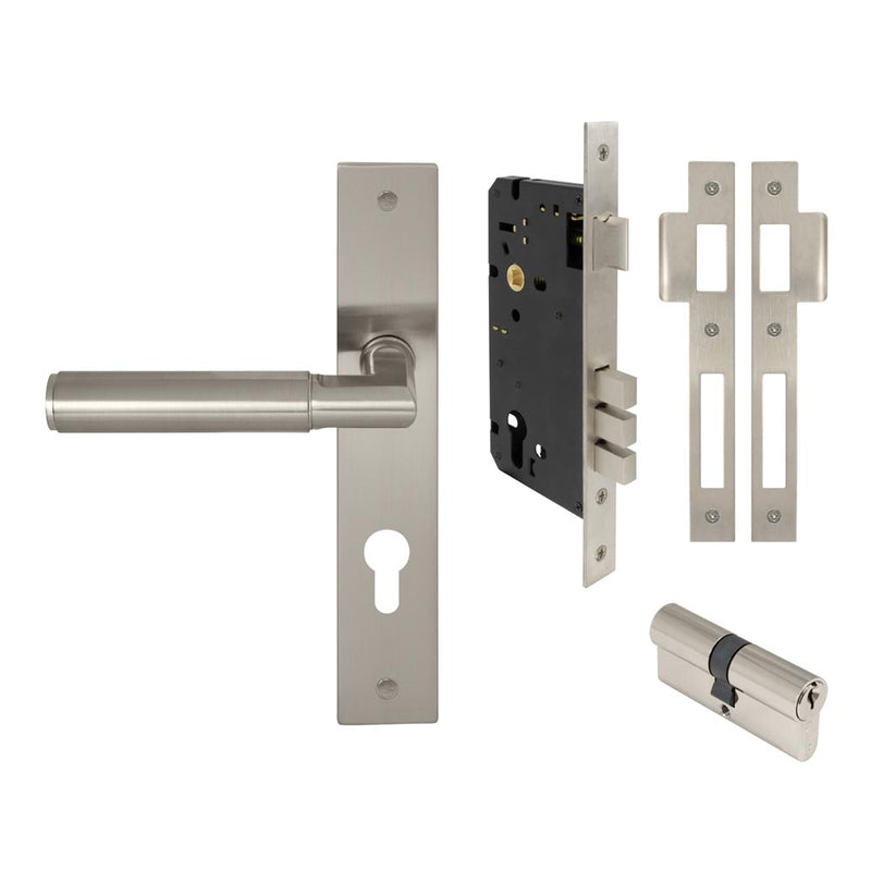 Lumina Plain Lever Longplate Entrance Set CTC85 K/K Brushed Nickel