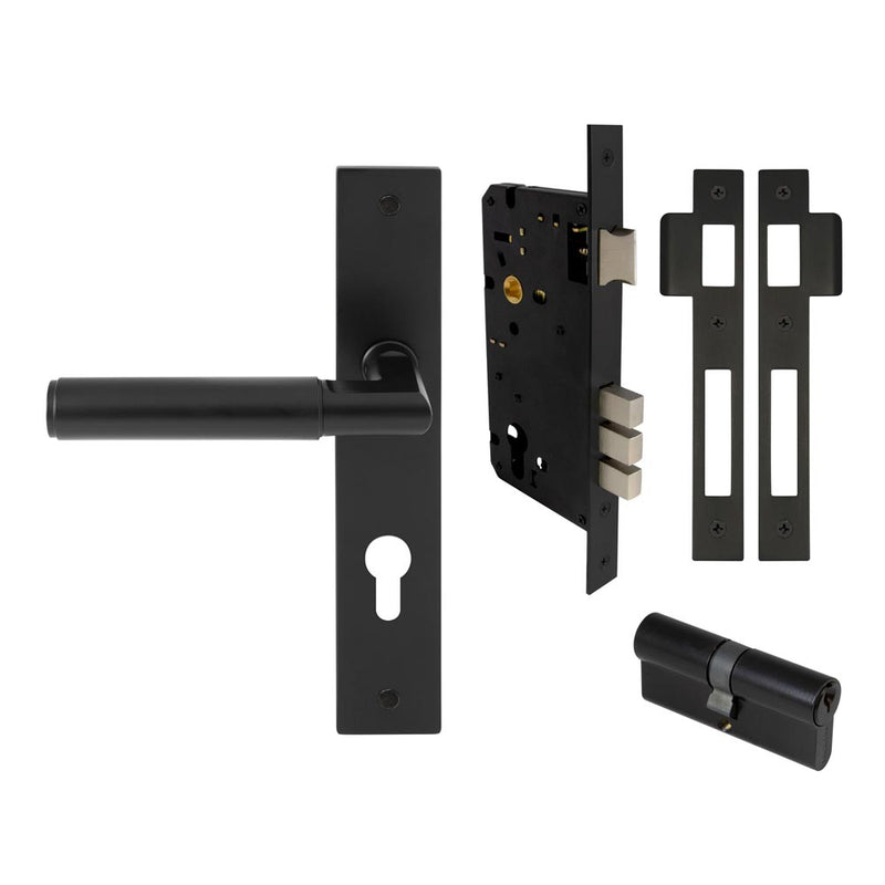 Lumina Plain Lever Longplate Entrance Set CTC85 K/K Matt Black