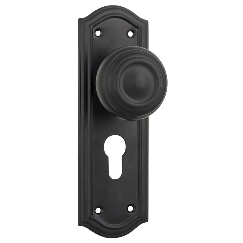 Door Knob Kensington Euro Pair Matt Black