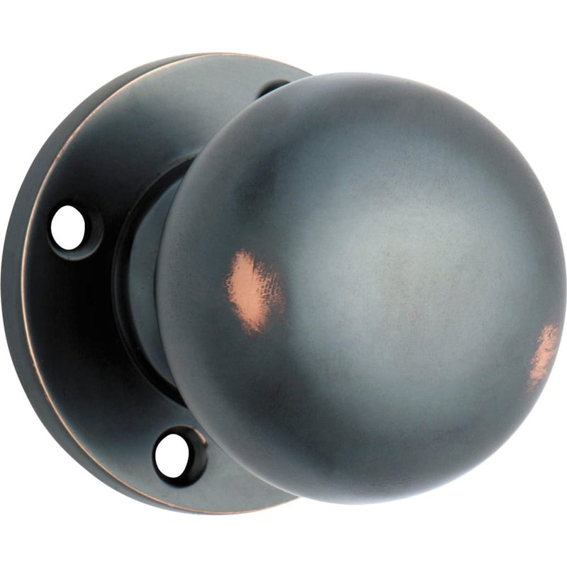 Door Knob Retro Fit Round Rose Pair Antique Copper
