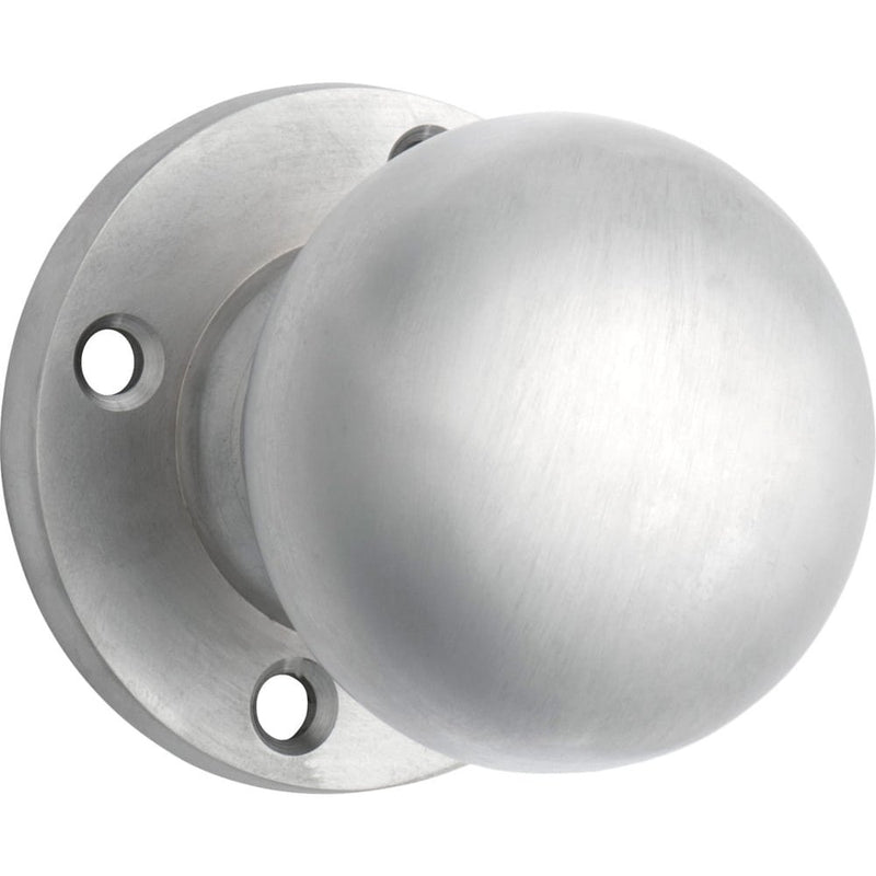 Door Knob Retro Fit Round Rose Pair Satin Chrome