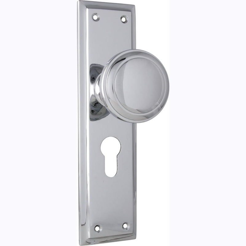 Door Knob Milton Euro Pair Chrome Plated