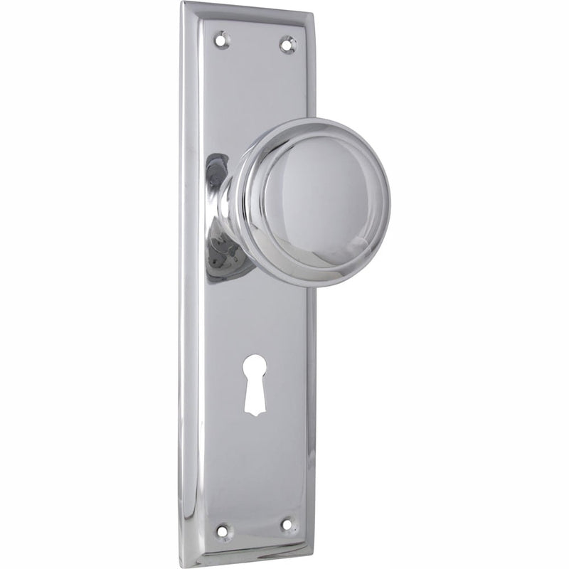 Door Knob Milton Lock Pair Chrome Plated