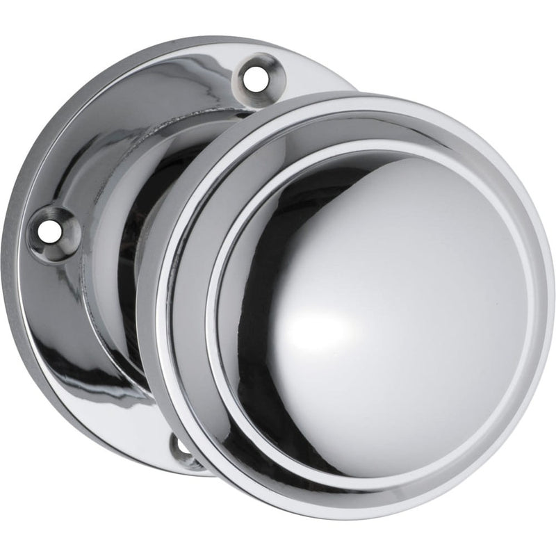 Door Knob Milton Round Rose Pair Chrome Plated