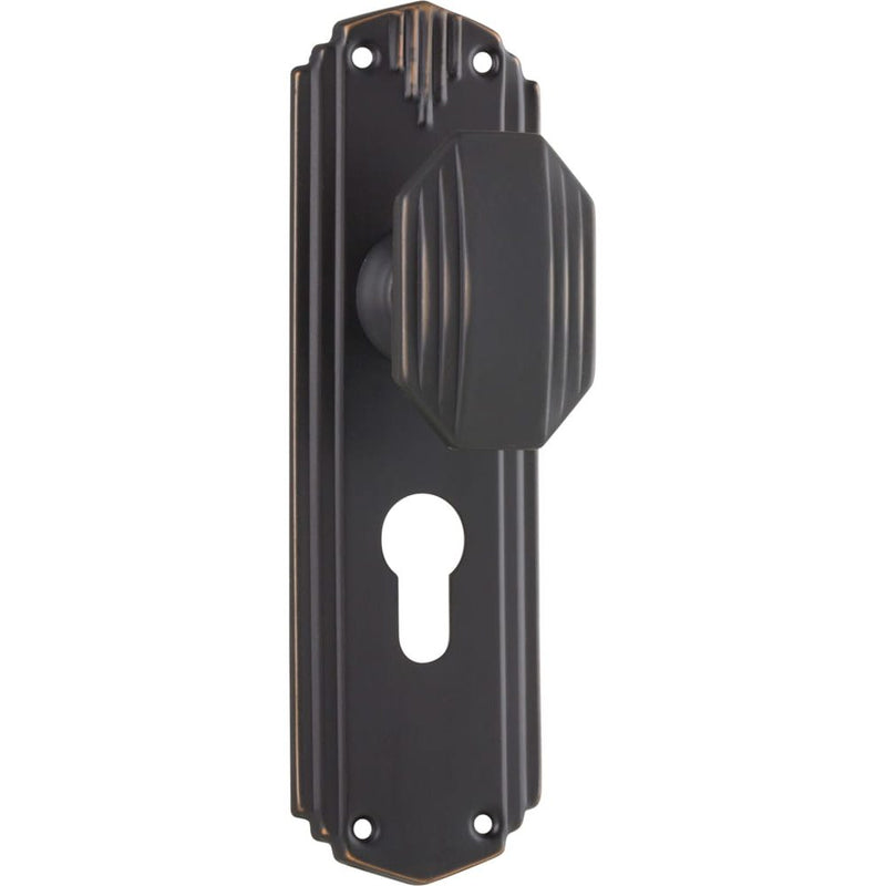 Door Knob Napier Art Deco Euro Pair Antique Copper