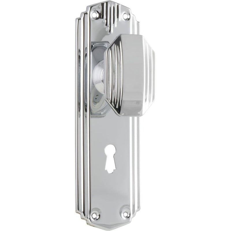 Door Knob Napier Art Deco Lock Pair Chrome Plated