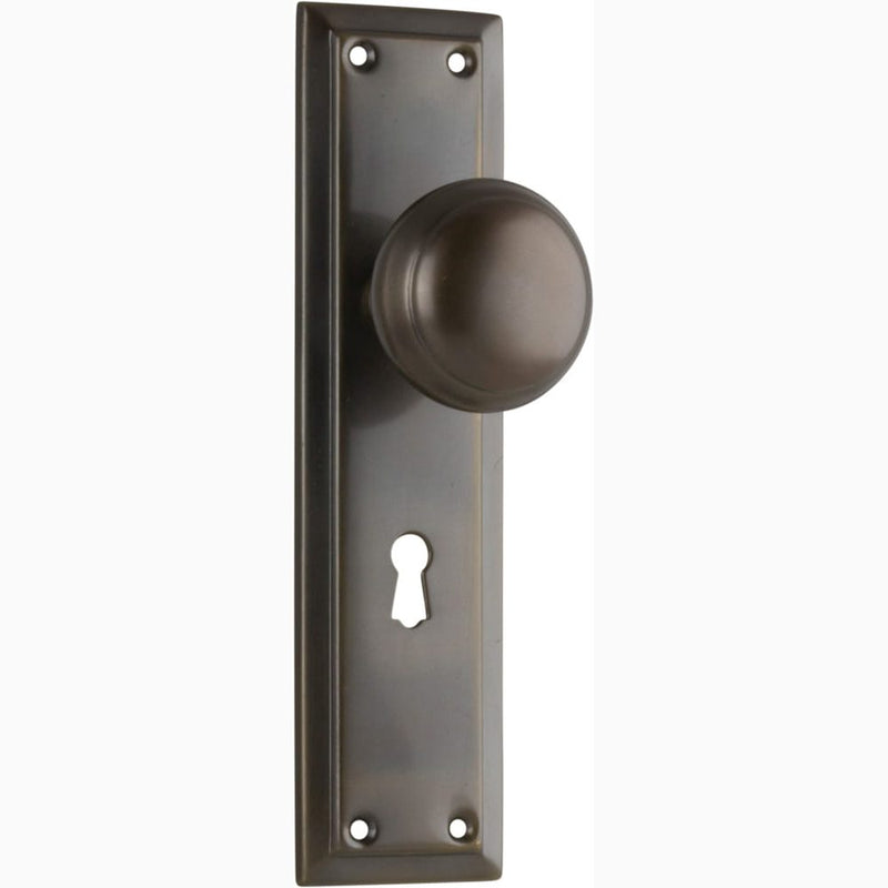 Door Knob Richmond Lock Pair Antique Brass