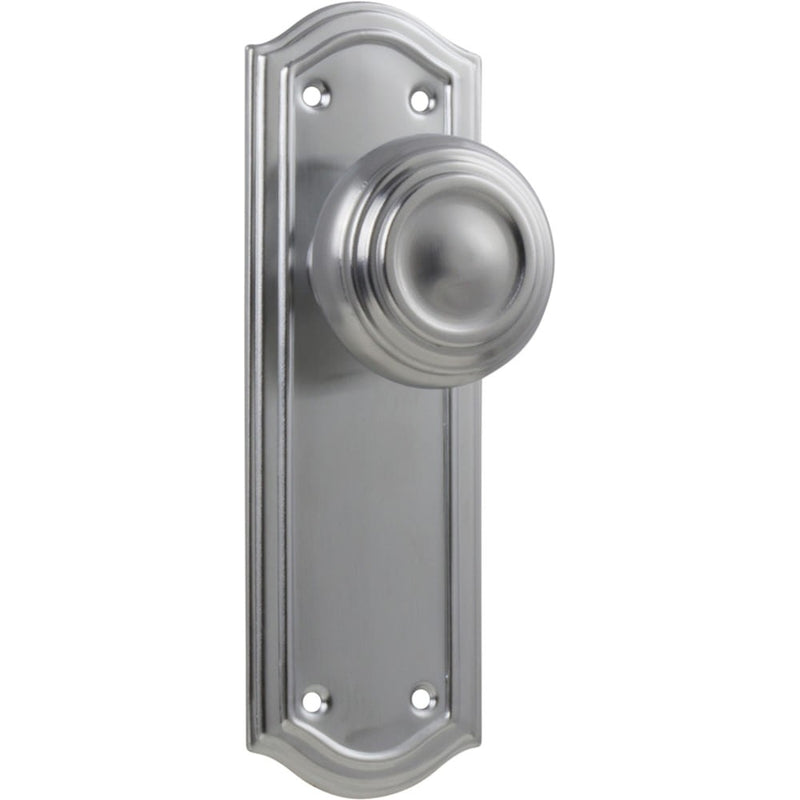 Door Knob Kensington Latch Pair Satin Chrome