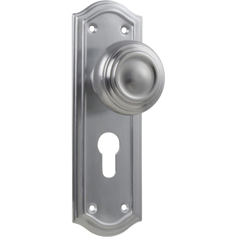Door Knob Kensington Euro Pair Satin Chrome