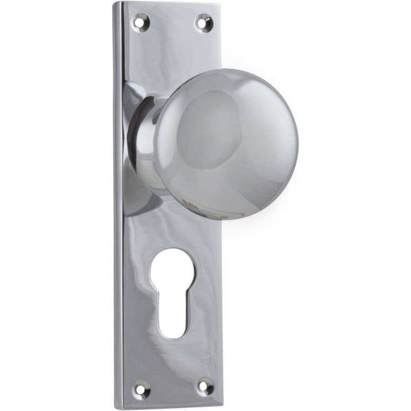 Door Knob Victorian Euro Pair Chrome Plated