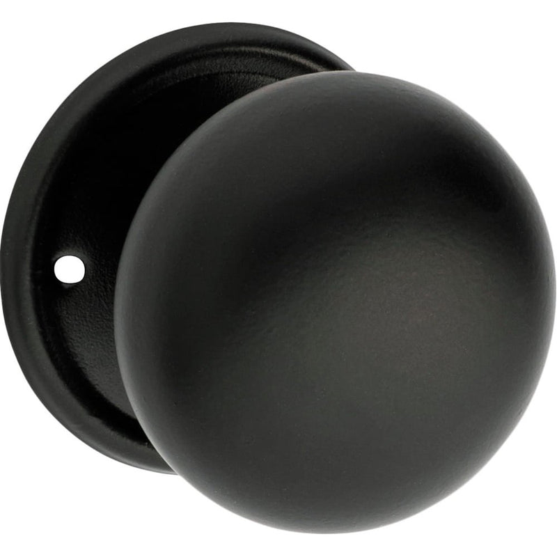 Door Knob Plain Round Rose Pair Matt Black