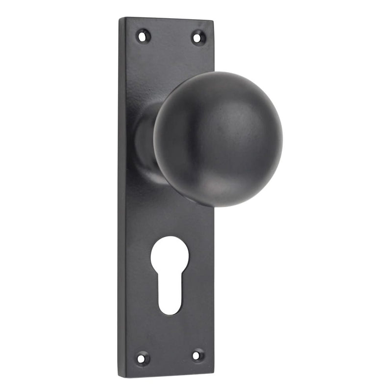 Door Knob Victorian Euro Pair Matt Black
