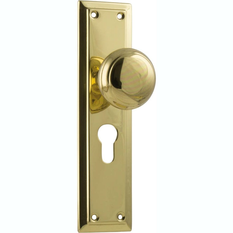 Door Knob Richmond Euro Pair Polished Brass