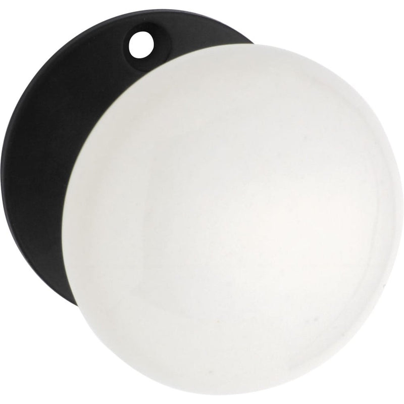 Door Knob White Porcelain Round Rose Pair Matt Black