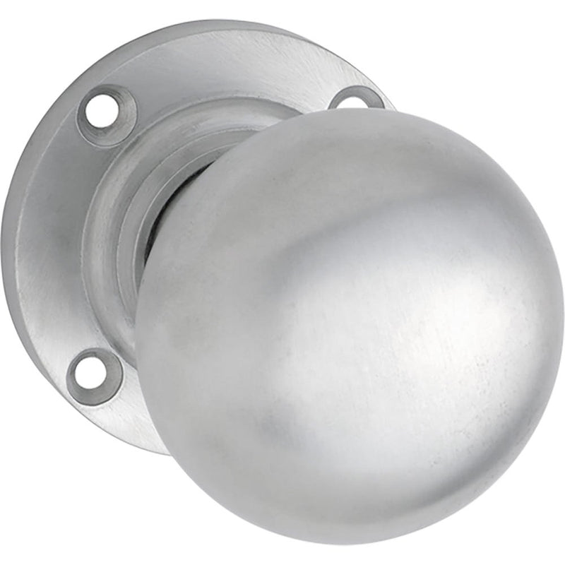 Door Knob Victorian Round Rose Pair Satin Chrome