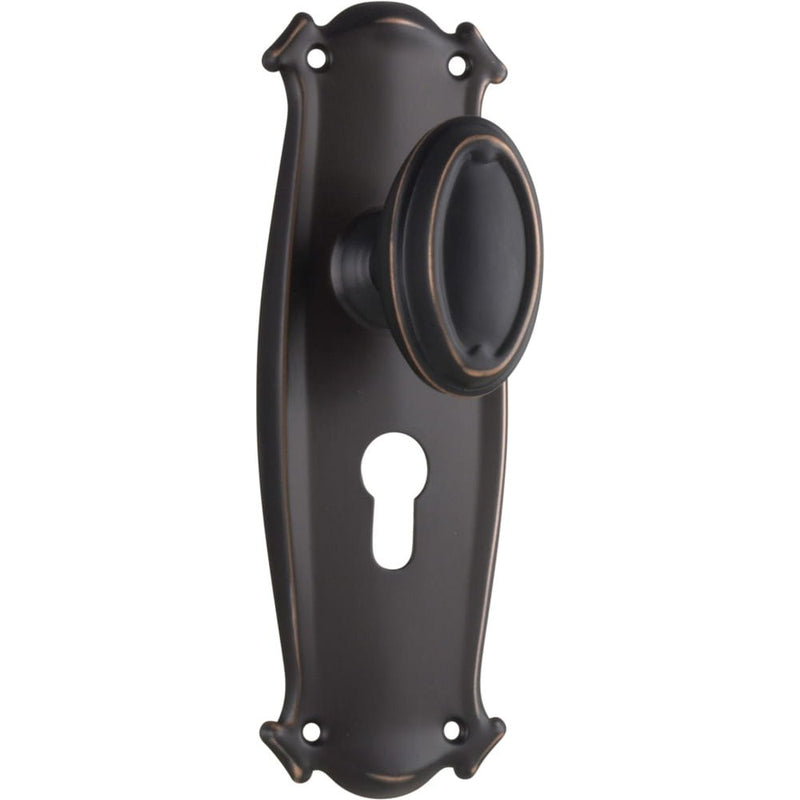 Door Knob Bungalow Euro Pair Antique Copper