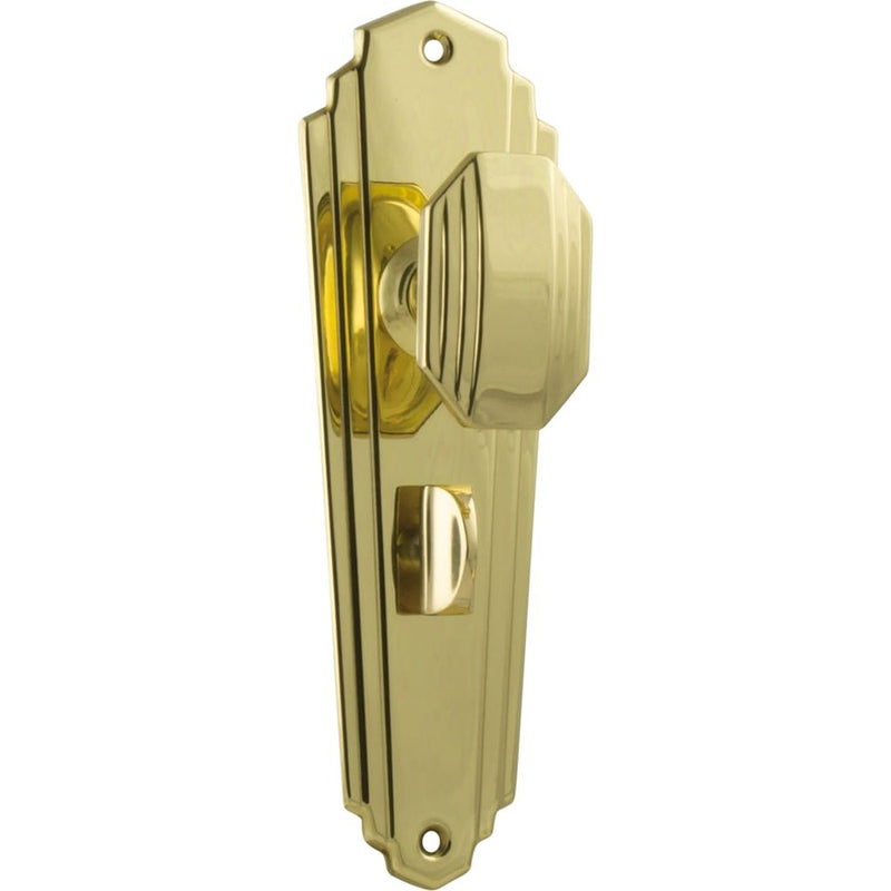 Door Knob Elwood Art Deco Privacy Pair Polished Brass