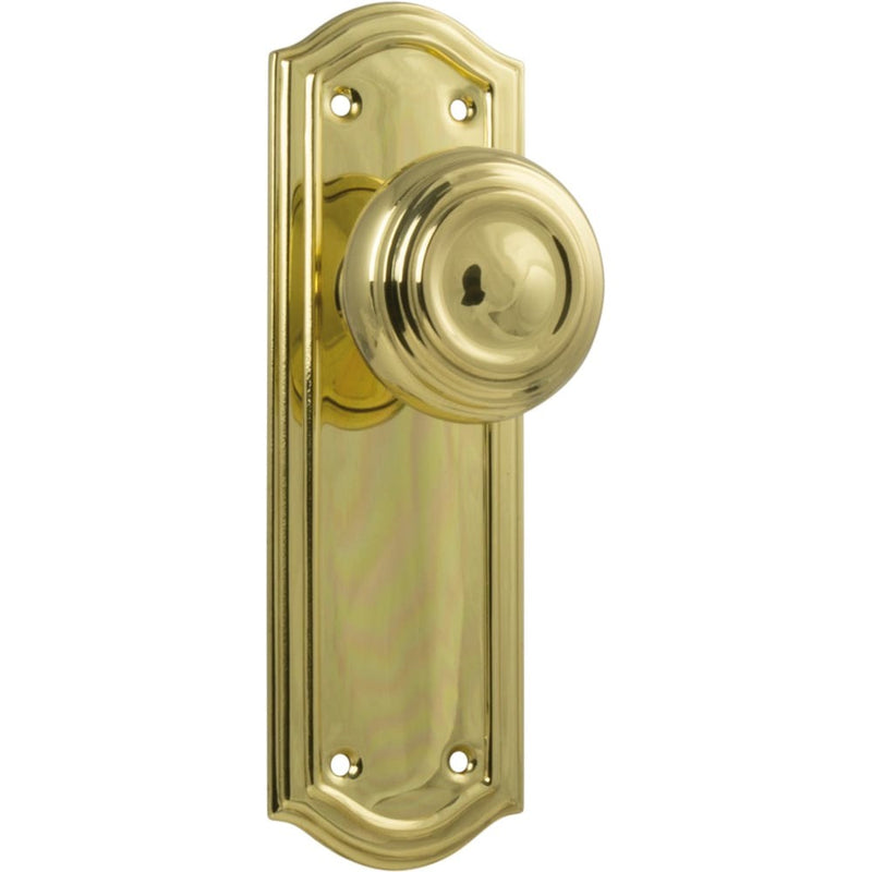Door Knob Kensington Latch Pair Polished Brass