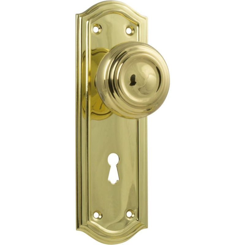 Door Knob Kensington Lock Pair Polished Brass