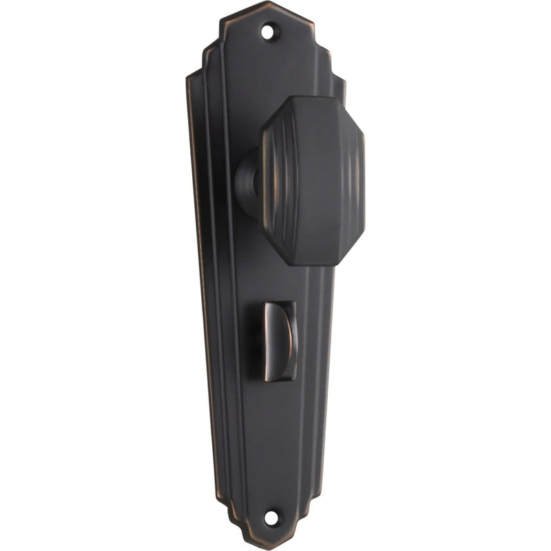 Door Knob Elwood Art Deco Privacy Pair Antique Copper