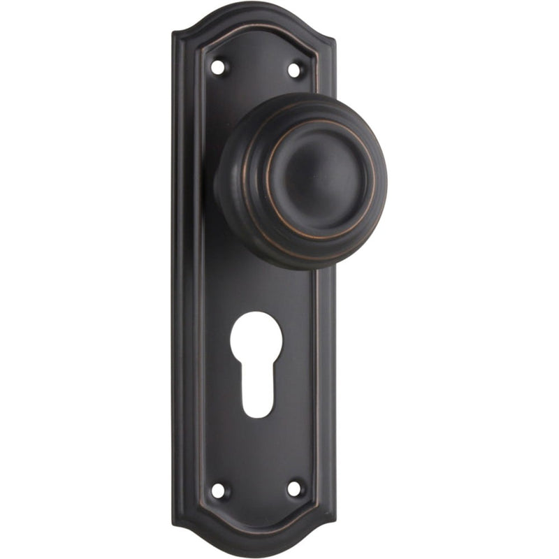 Door Knob Kensington Euro Pair Antique Copper