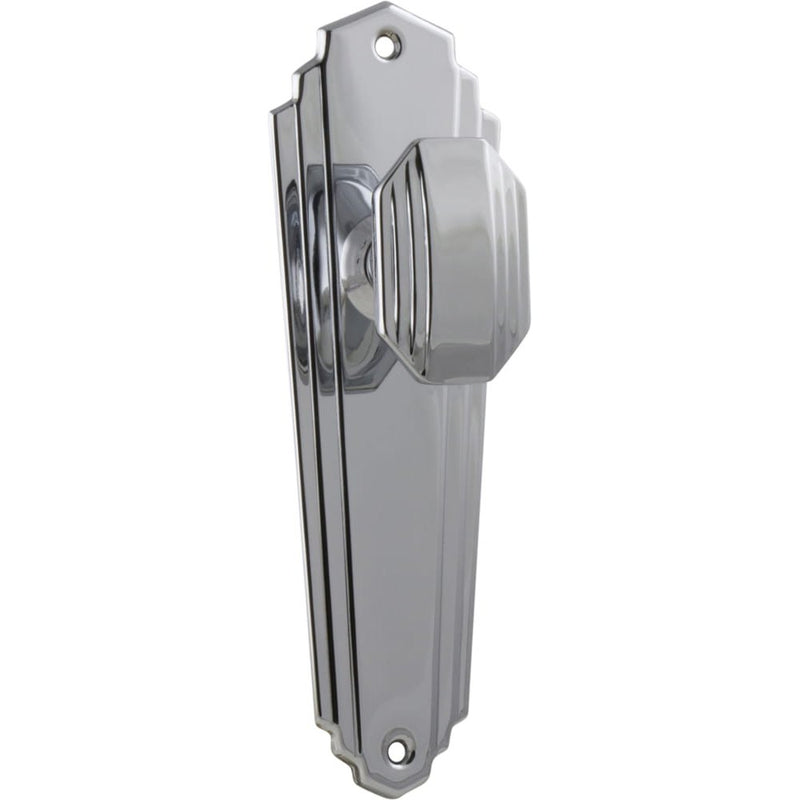 Door Knob Elwood Art Deco Latch Pair Chrome Plated