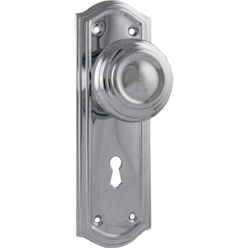 Door Knob Kensington Lock Pair Chrome Plated