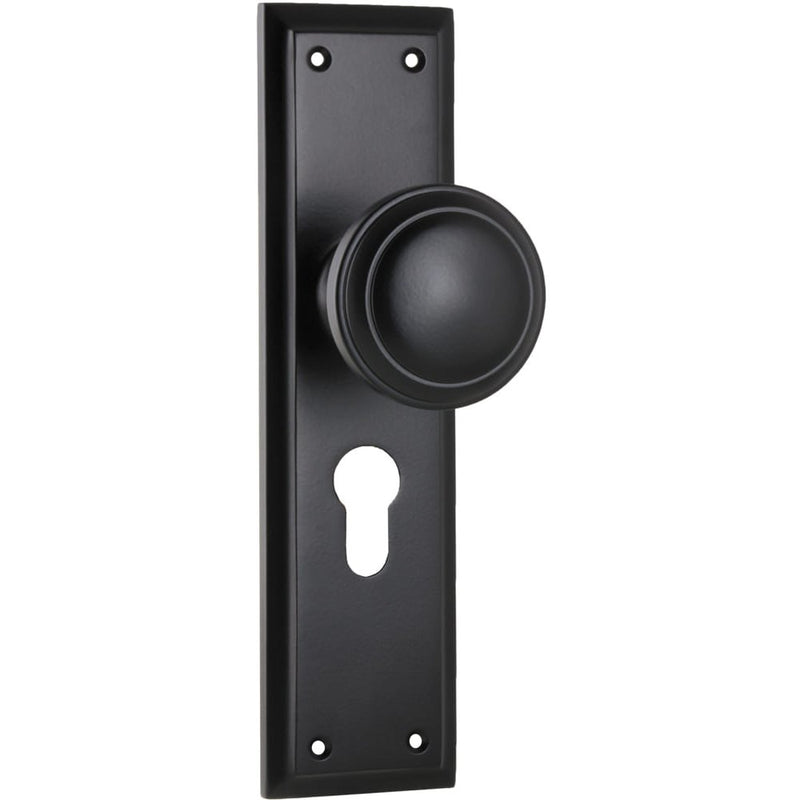 Door Knob Milton Euro Pair Matt Black