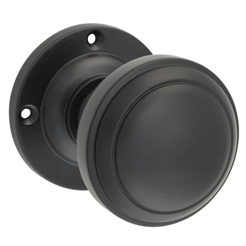 Door Knob Milton Round Rose Pair Matt Black