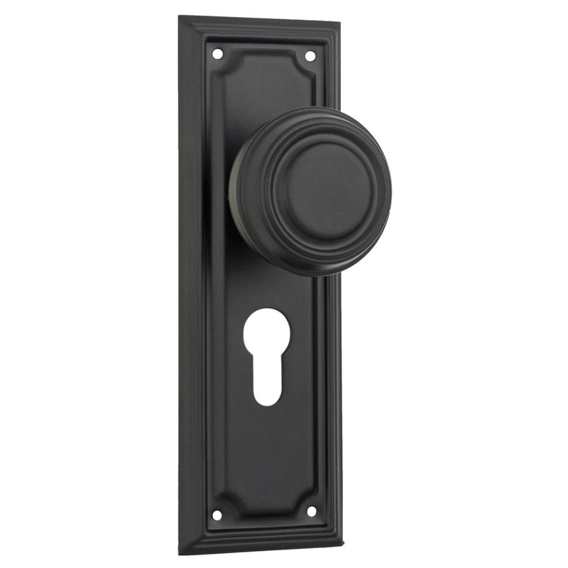 Door Knob Edwardian Euro Pair Matt Black