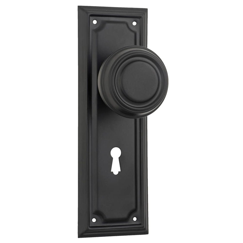 Door Knob Edwardian Lock Pair Matt Black