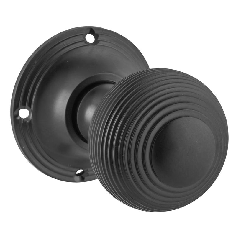 Door Knob Reeded Mortice Pair Matt Black