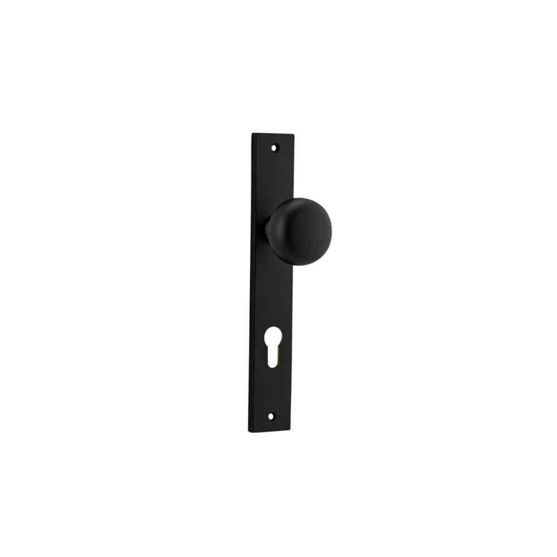 Door Knob Cambridge Rectangular Euro Matt Black