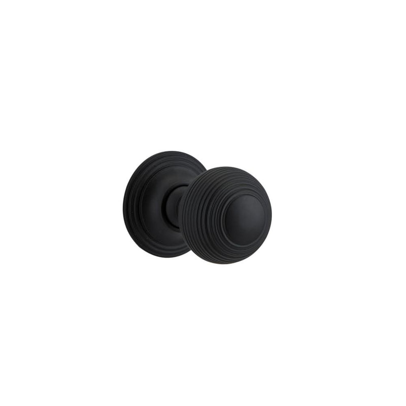 Door Knob Guildford Round Rose Concealed Fix Matt Black