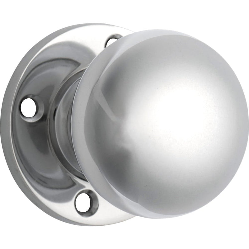 Door Knob Retro Fit Round Rose Pair Chrome Plated