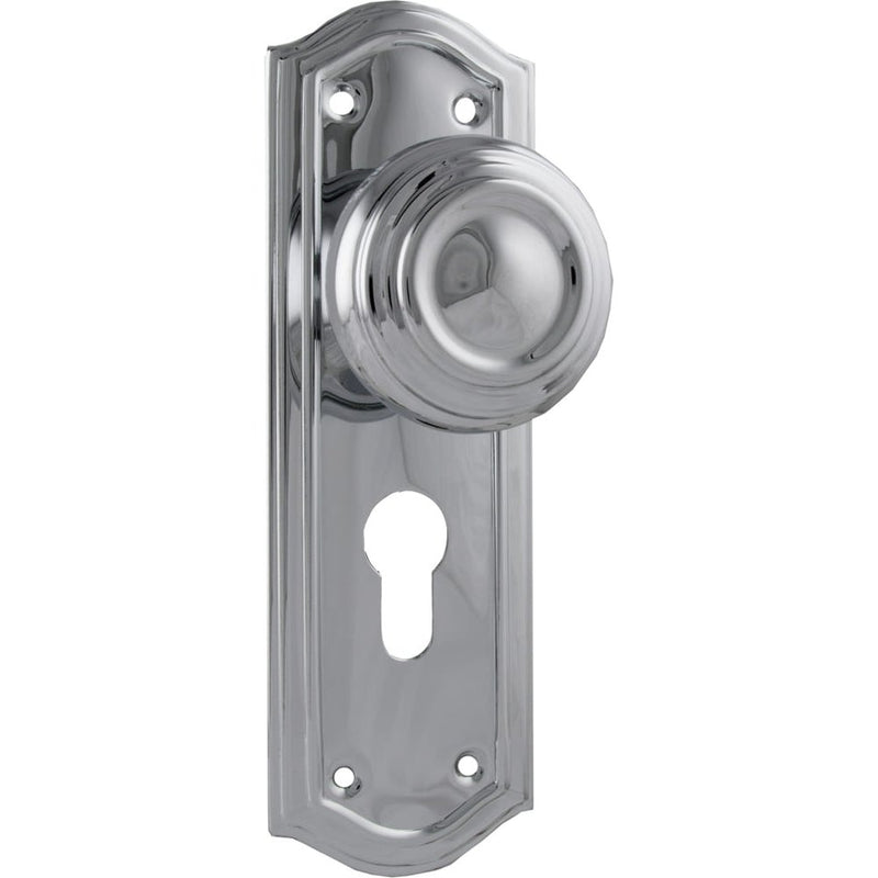 Door Knob Kensington Euro Pair Chrome Plated