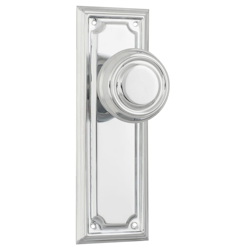 Door Knob Edwardian Latch Pair Chrome Plated