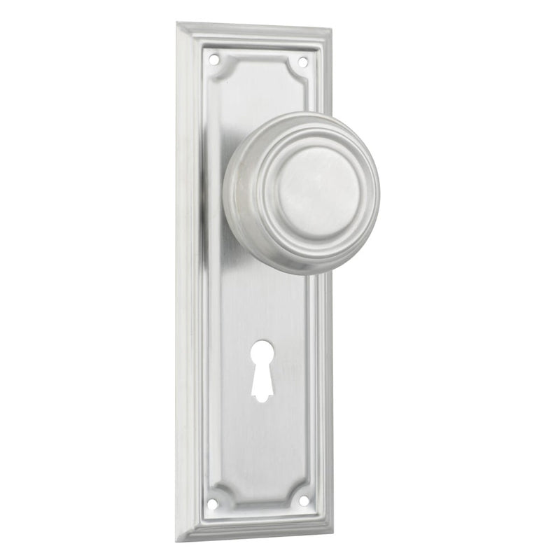 Door Knob Edwardian Lock Pair Satin Chrome