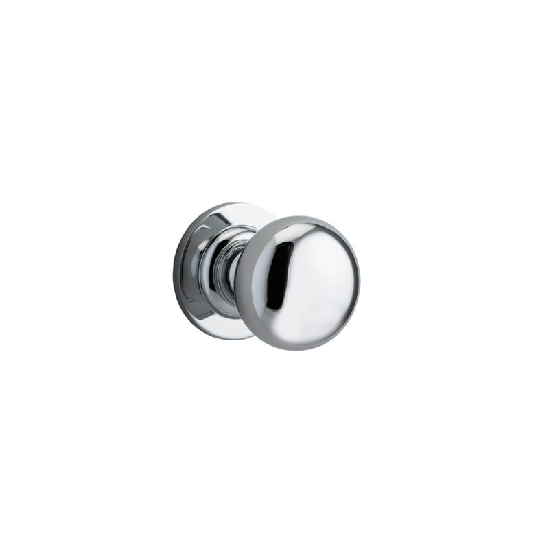 Door Knob Cambridge Round Rose Concealed Fix Polished Chrome