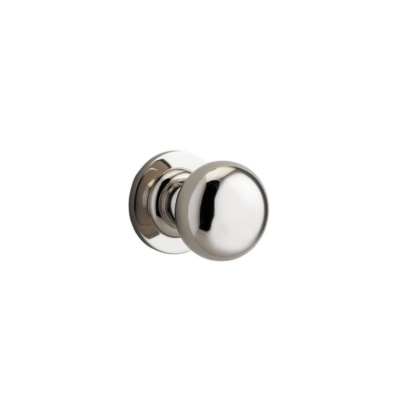 Door Knob Cambridge Round Rose Concealed Fix Polished Nickel
