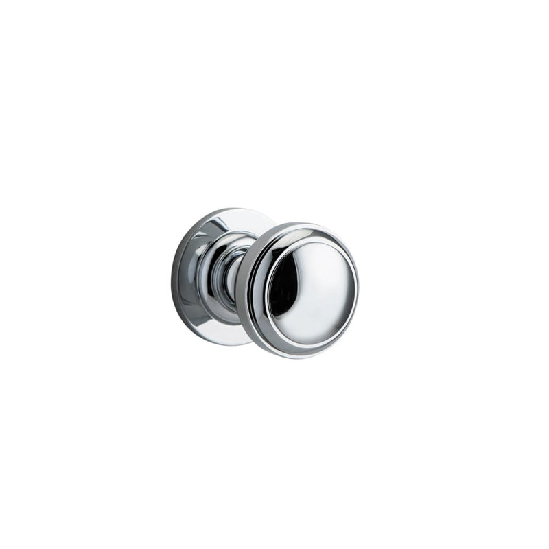 Door Knob Paddington Round Rose Concealed Fix Polished Chrome