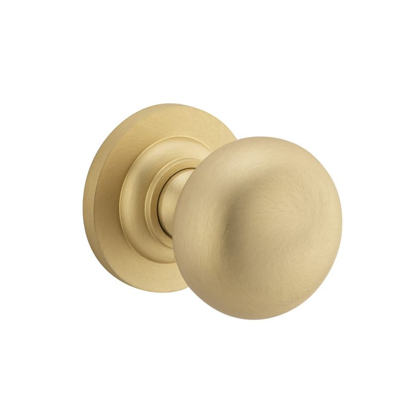 Door Knob Cambridge Round Rose Concealed Fix Brushed Brass