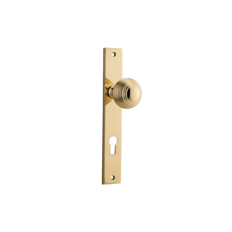 Door Knob Guildford Rectangular Euro Polished Brass