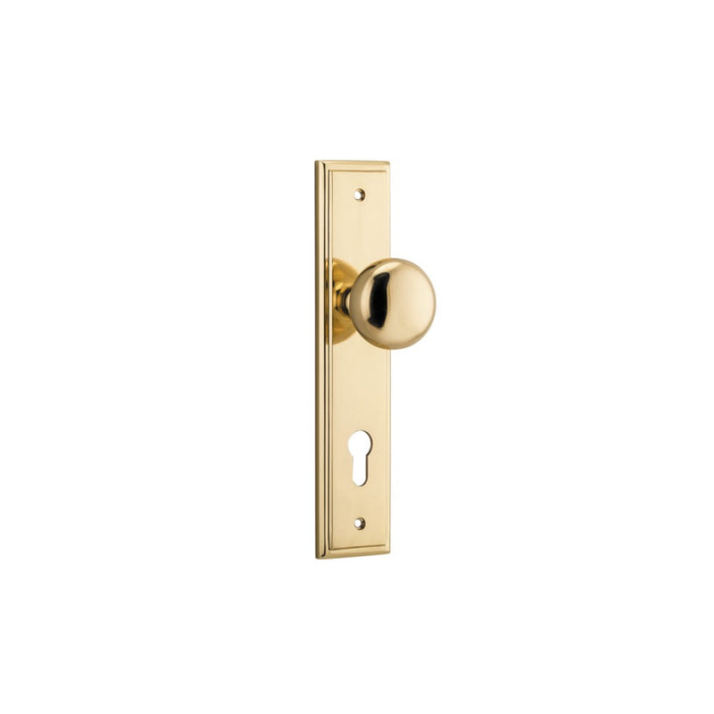 Door Knob Cambridge Stepped Euro Polished Brass