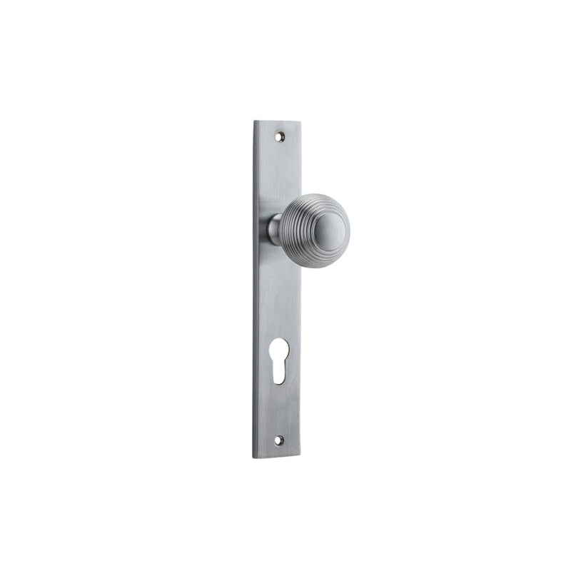 Door Knob Guildford Rectangular Euro Brushed Chrome