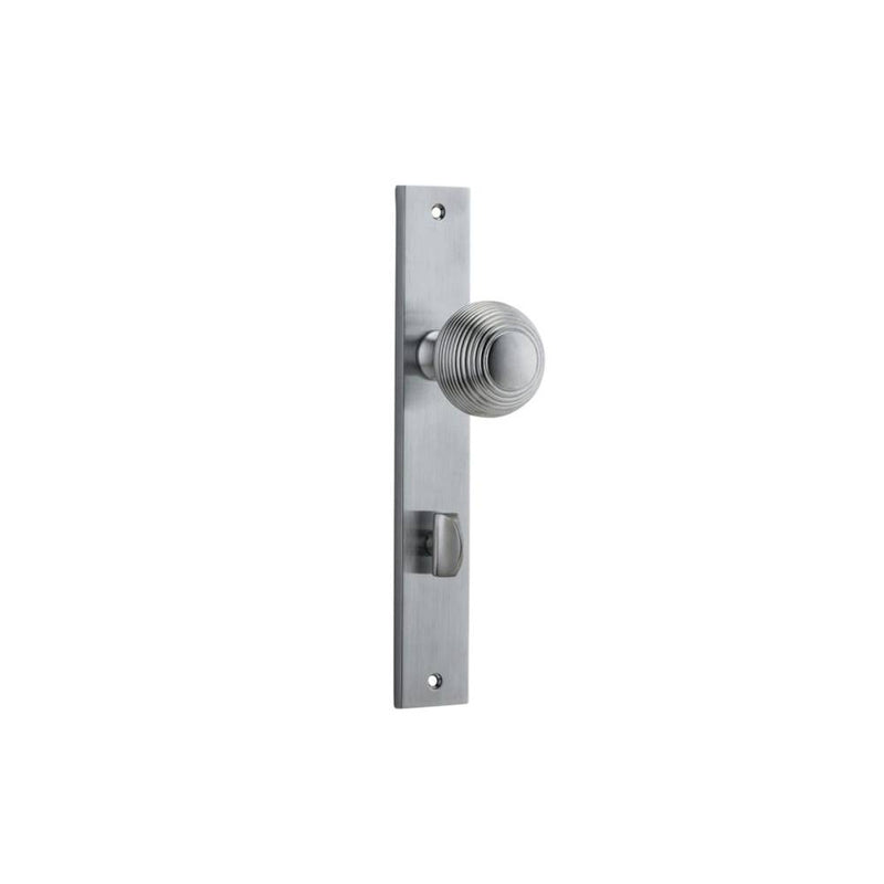 Door Knob Guildford Rectangular Privacy Brushed Chrome