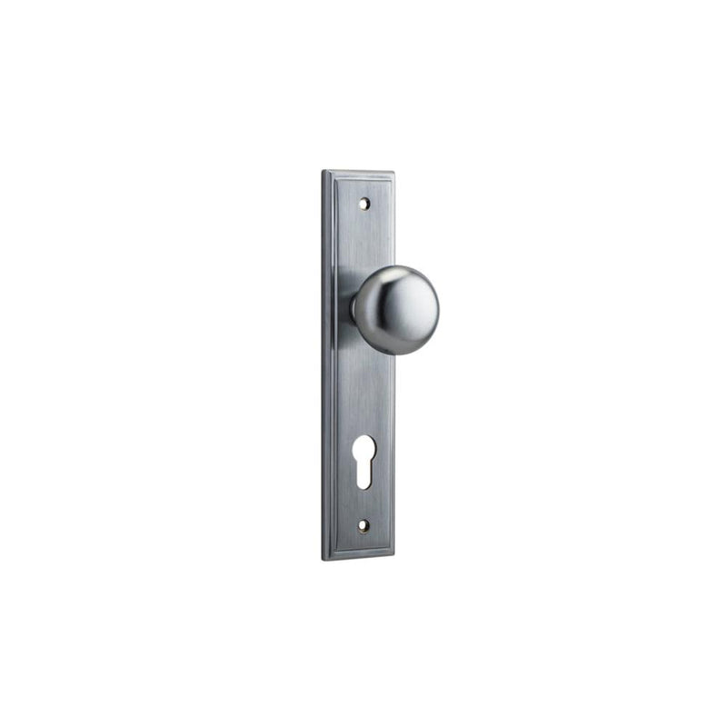 Door Knob Cambridge Stepped Euro Brushed Chrome